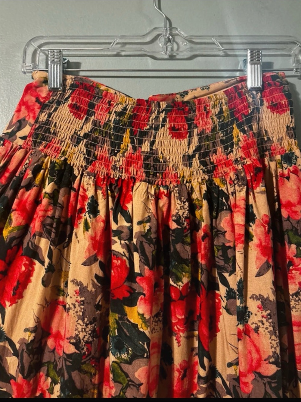 NATURAL LIFE Beige Maxi Skirt with Red, Pink & Yellow Floral Print - Picture 5 of 5